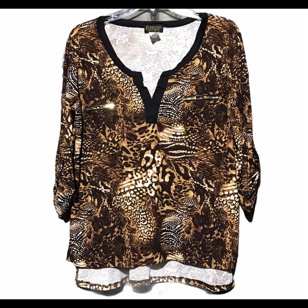 New Forbidden Society Leopard print v-neck blouse